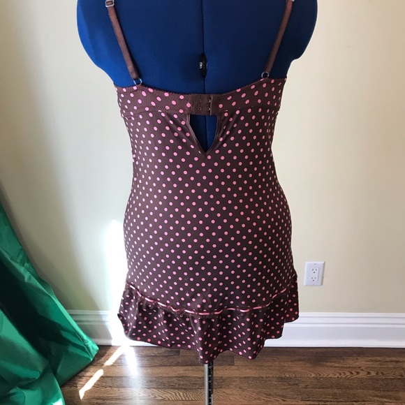 NWT Rampage Intimates Choco-Brn & Pink P-Dot Slip - Picture 9 of 11